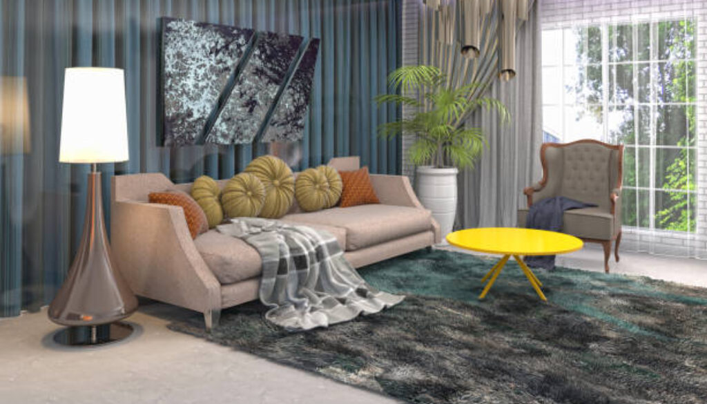 Interior of the living room. 3D illustration