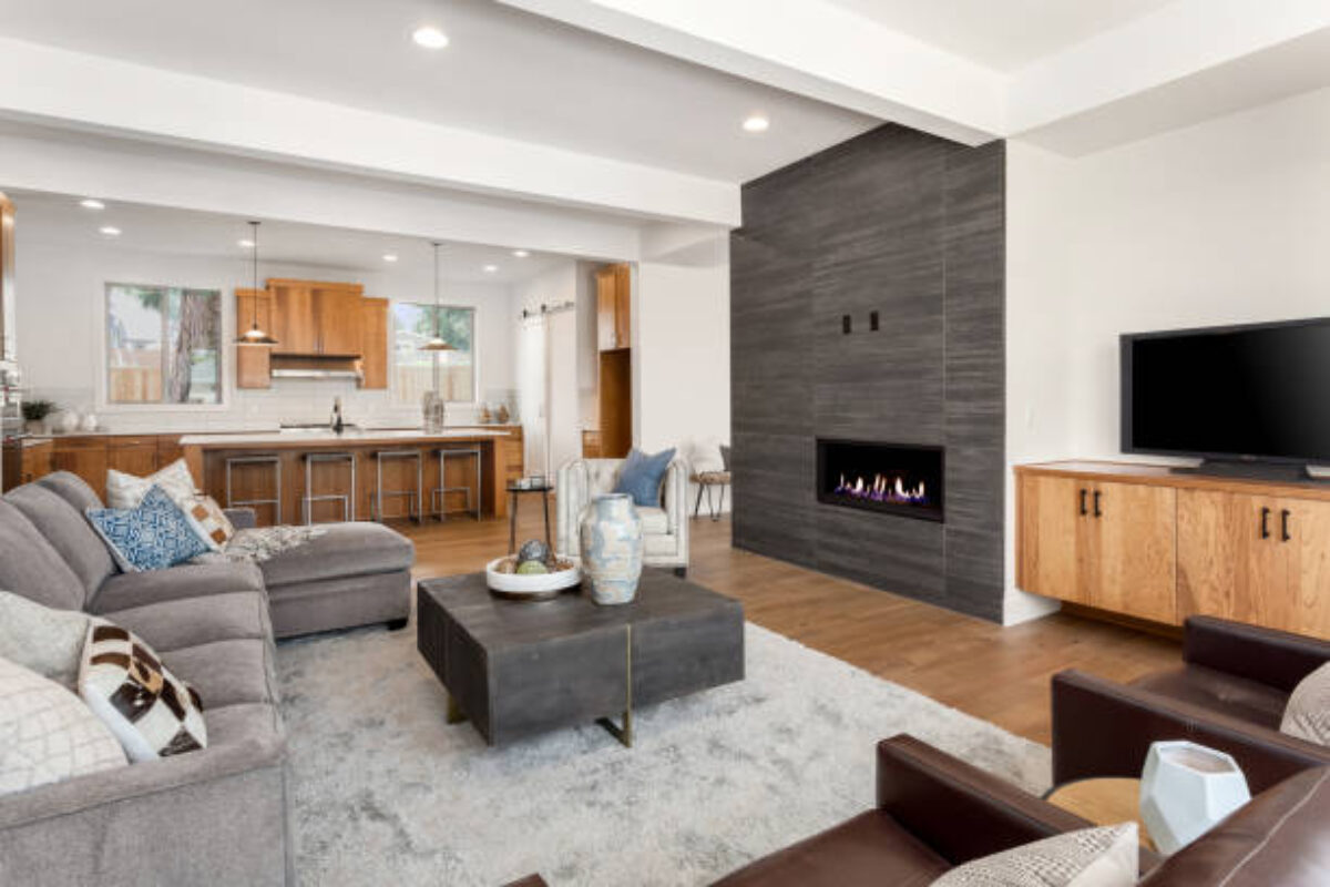 living room in newly constructed luxury home