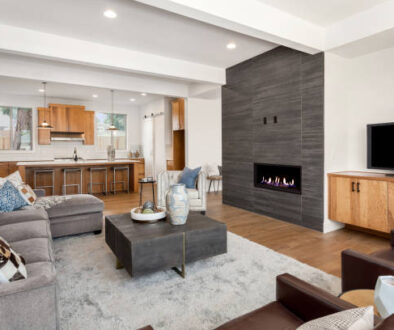 living room in newly constructed luxury home