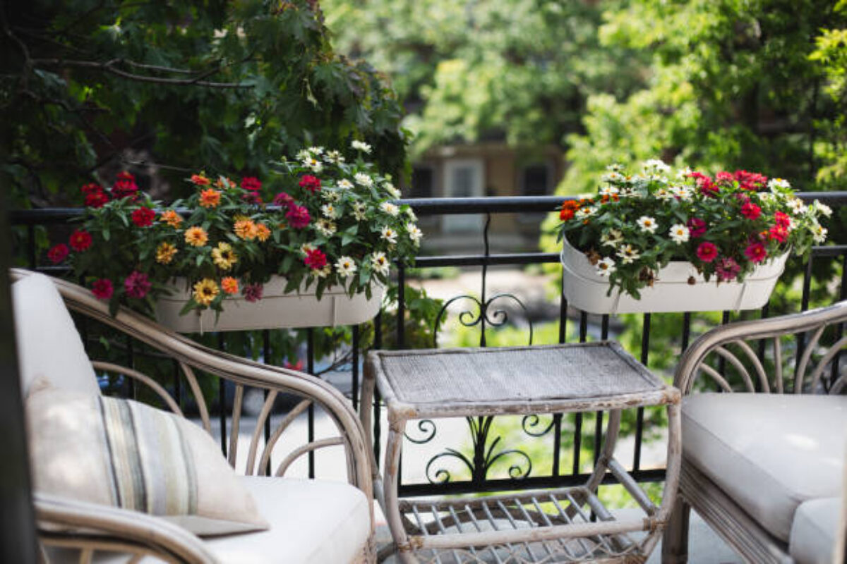 Flower pot, Balcony, Chair, Residential Building